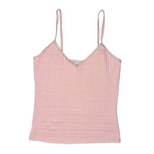 Vintage Anchor Blue Women’s Medium Pink Cami Tank Top V-Neck Textured